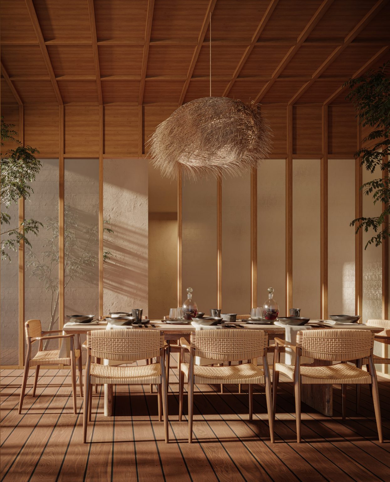 japandi dining render